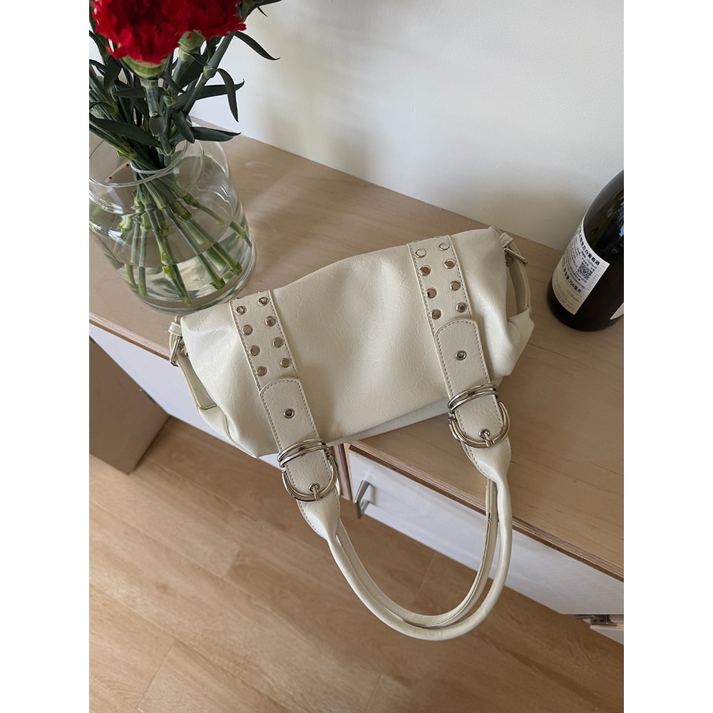 Urban Edge Womens Rivet Shoulder Bag PU Leather Handbag With Large Capacity 3