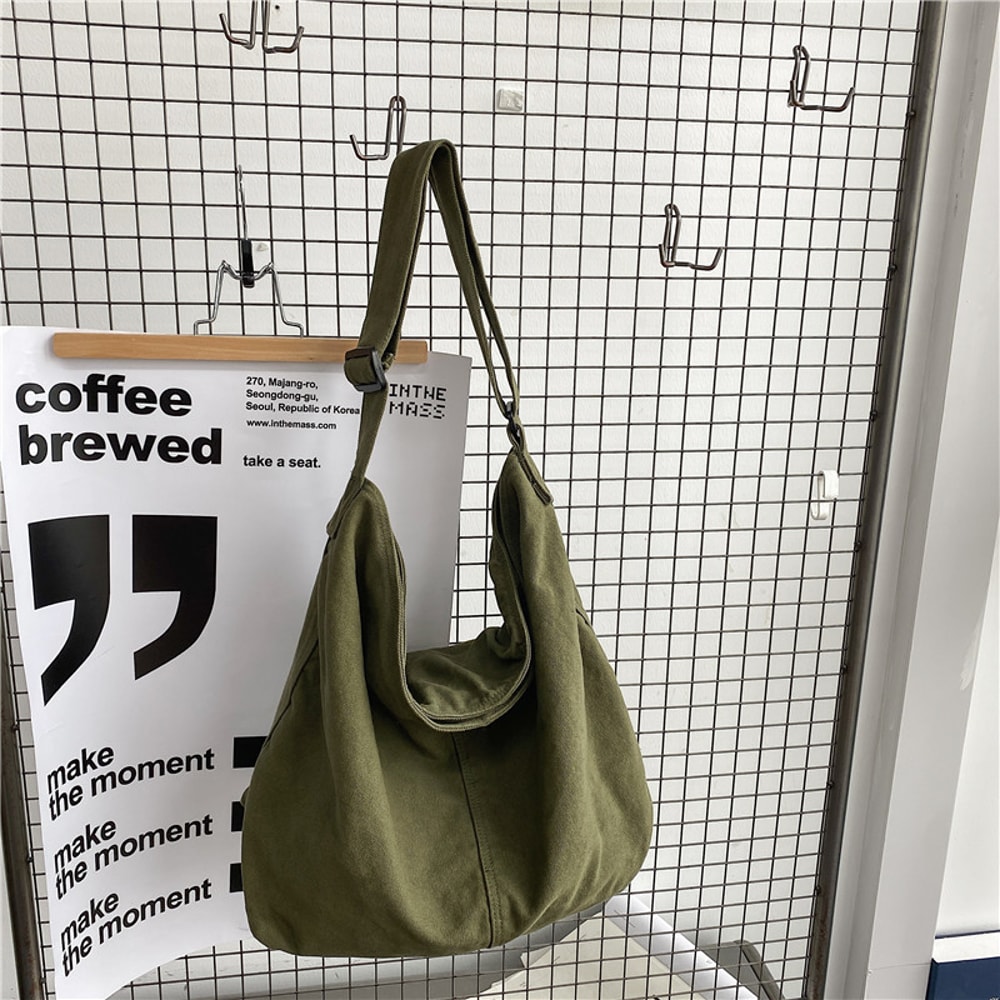 Stylish Large Canvas Shoulder Bag For Women Spacious Large Crossbody Bag Cotton Tote Handbag 4