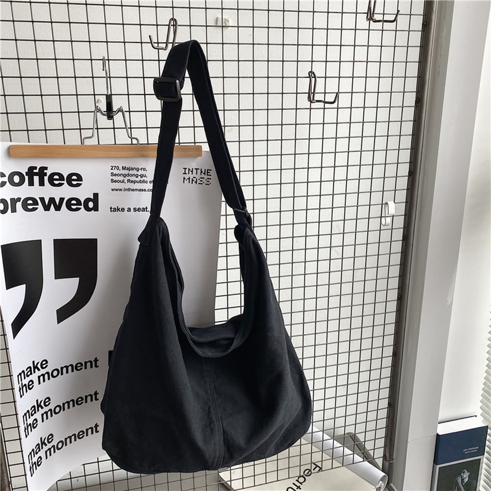 Stylish Large Canvas Shoulder Bag For Women Spacious Large Crossbody Bag Cotton Tote Handbag 5