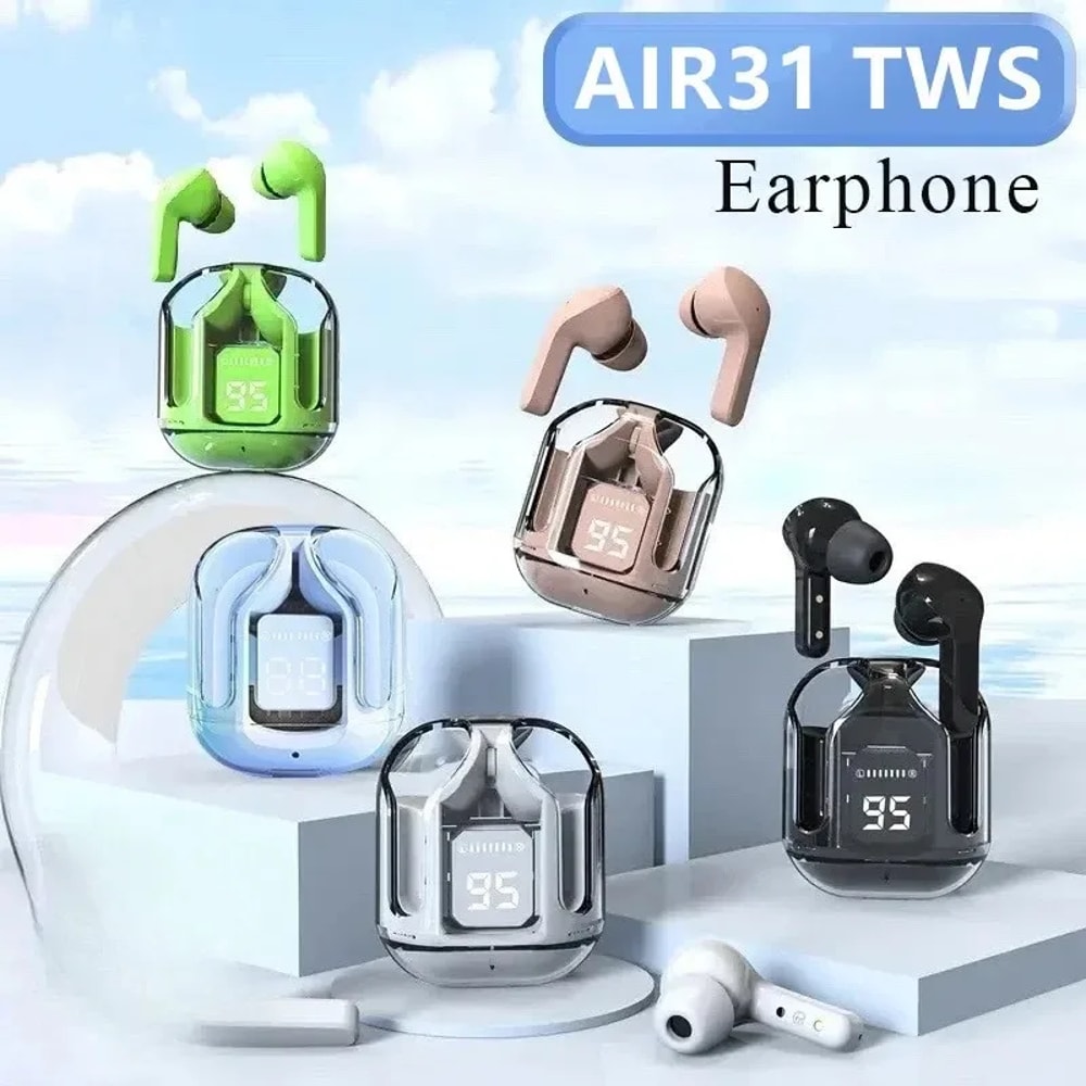 Crystal Clear HIFI Wireless Bluetooth Earbuds with LED Power Display & Long Battery Life