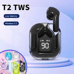 premium transparent bluetooth earbuds with led battery display & hifi stereo sound