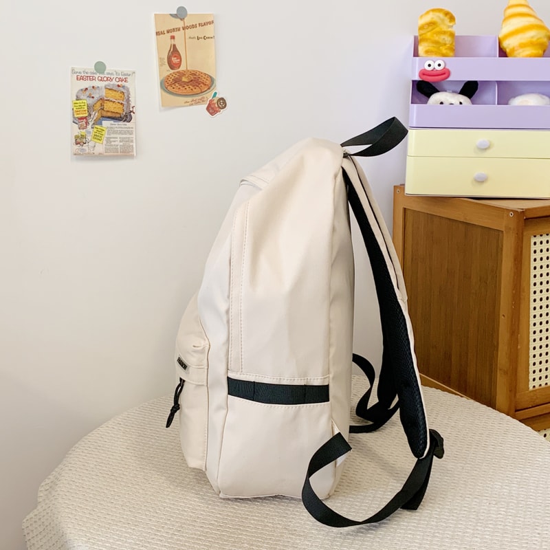 Modern Style Large Capacity Backpack Solid Color Unisex School Bag