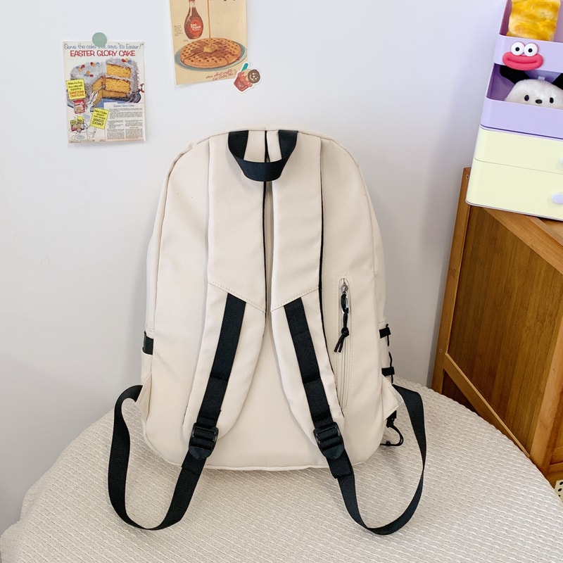 Modern Style Large Capacity Backpack Solid Color Unisex School Bag