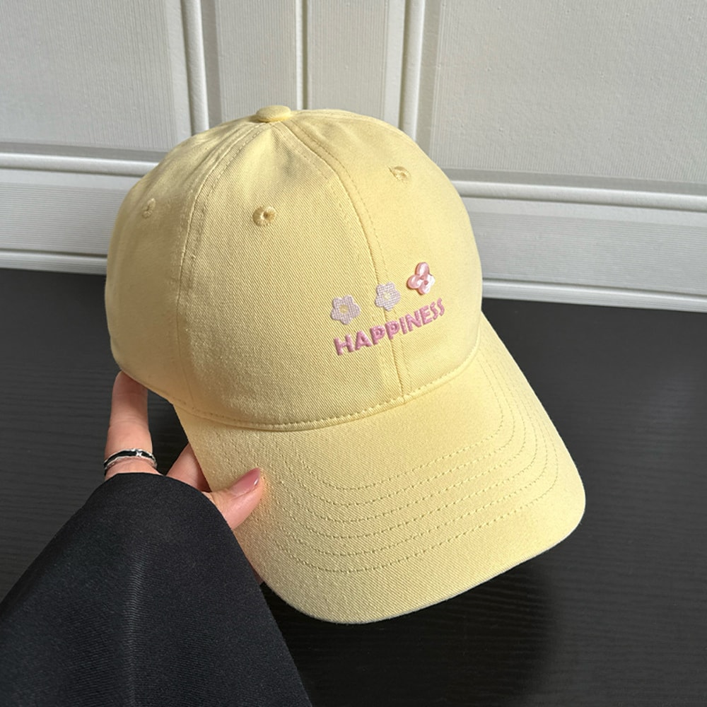 Macaron Floral Embroidered Baseball Cap Womens Casual Baseball Hat with Face Slimming Fit