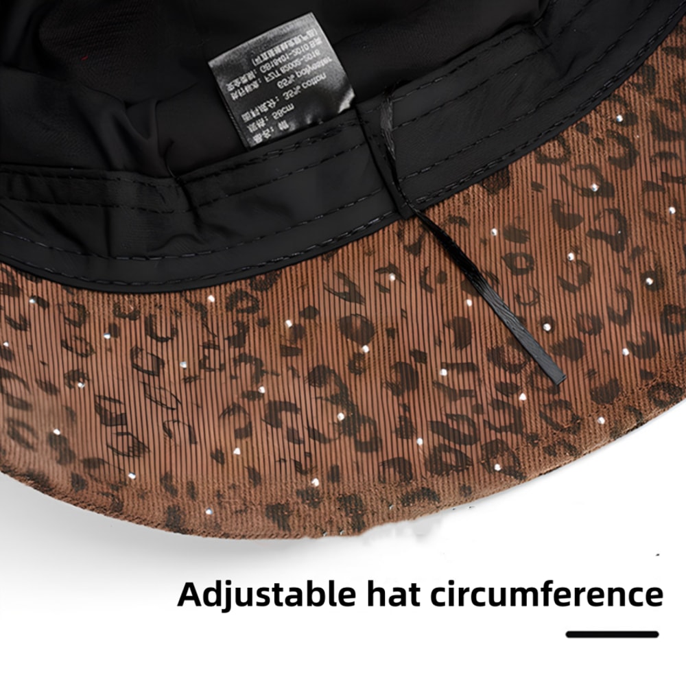 Luxury Leopard Print Wide Brim Sun Hat With Sparkling Rhinestone Detail Chic Leopard Print Bucket H 2