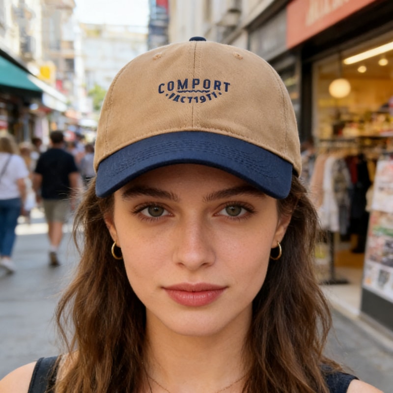 Retro Color Block Adjustable Baseball Cap Embroidered Unisex Summer Hat