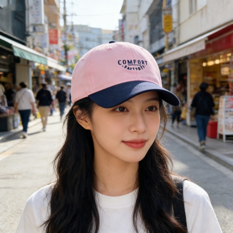 Retro Color Block Adjustable Baseball Cap Embroidered Unisex Summer Hat