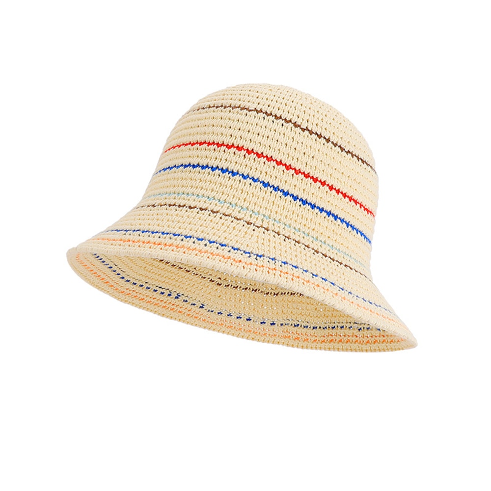 Vintage Handmade Knit Bucket Hat for Women Casual Sun Protection & Face Slimming Style