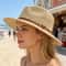Breathable Wide Brim Straw Hat With Vintage Belt For Summer Sun 0