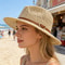 Breathable Wide Brim Straw Hat With Vintage Belt For Summer Sun 0