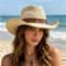 Ethnic Woven Cowboy Straw Hat With Wide Brim For Summer Sun Protection 2