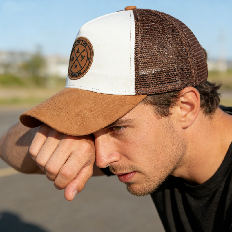 Premium Suede Mesh Trucker Hat Breathable Adjustable Baseball Cap 3