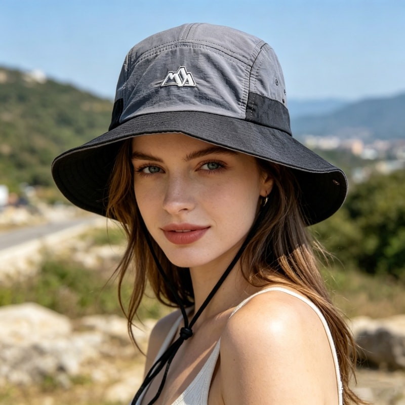 Color Contrast Quick Dry Sun Protection Hat For Men Women Waterproof Wide Brim 2