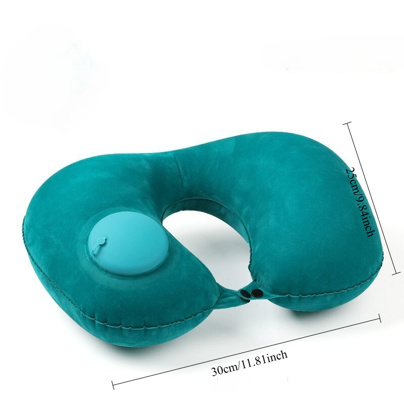 Inflatable U Shaped Neck Pillow Compact Travel Support For Planes Trips 4