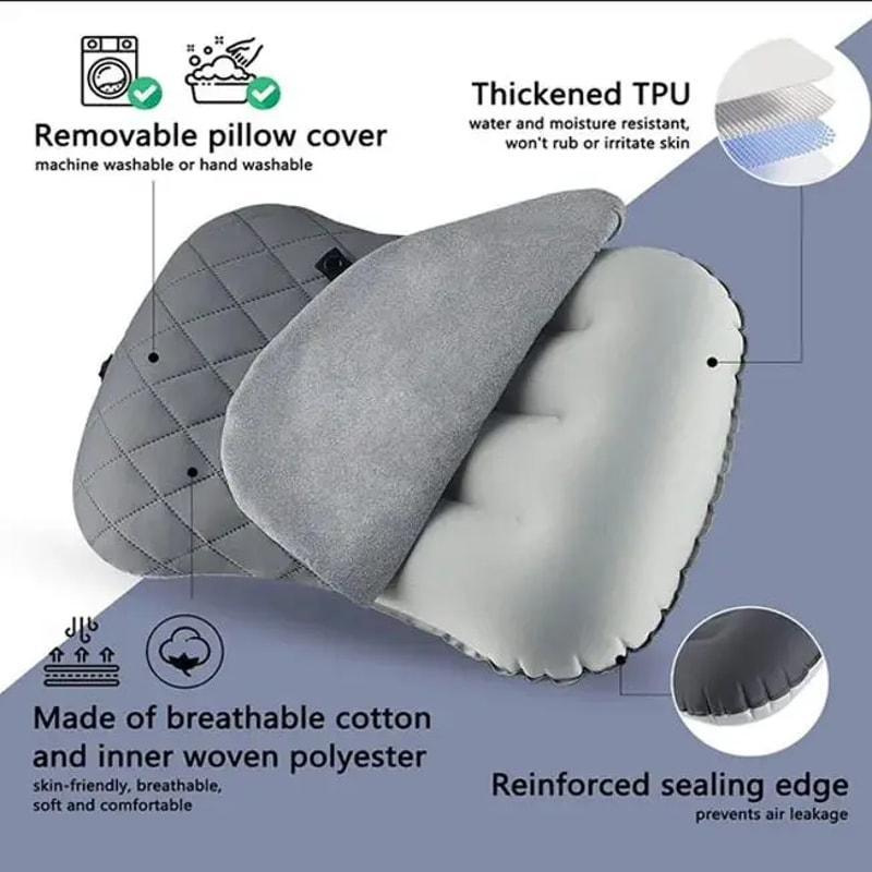 Ultralight Inflatable Travel Pillow For Neck Lumbar Support 1