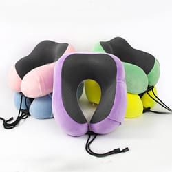 ergorest slow rebound travel neck pillow memory foam cervical support for airplane & everyday comfort
