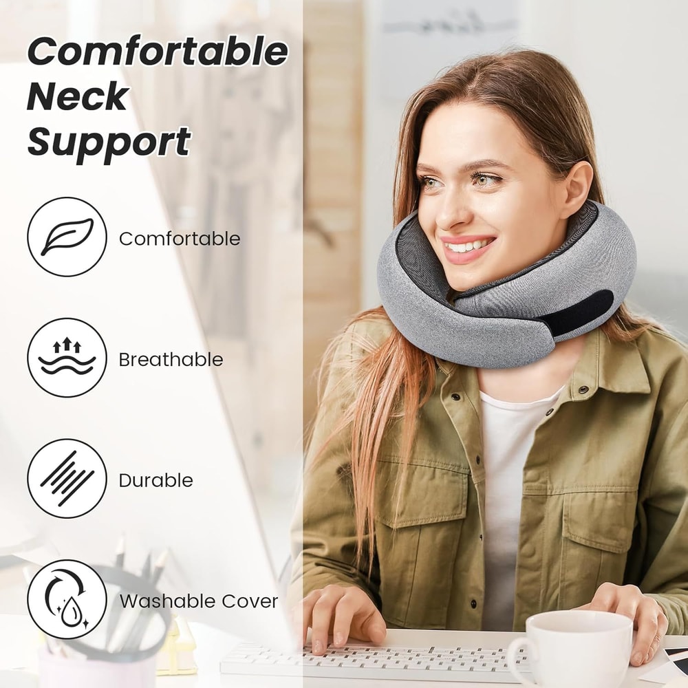 Premium U Shaped Memory Foam Travel Neck Pillow for Comfortable Sleep