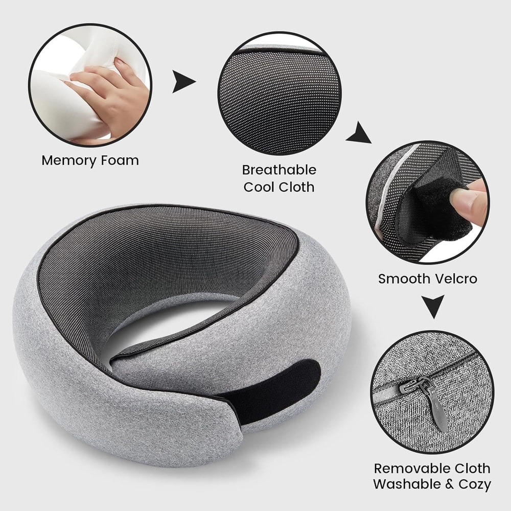 Premium U Shaped Memory Foam Travel Neck Pillow for Comfortable Sleep