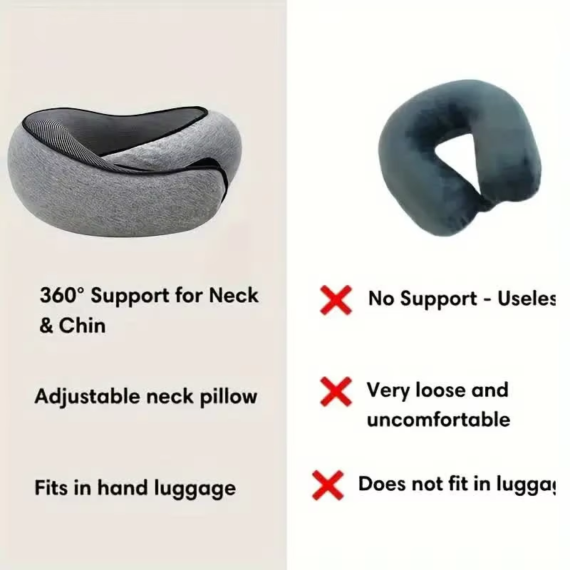Premium U Shaped Memory Foam Travel Neck Pillow for Comfortable Sleep