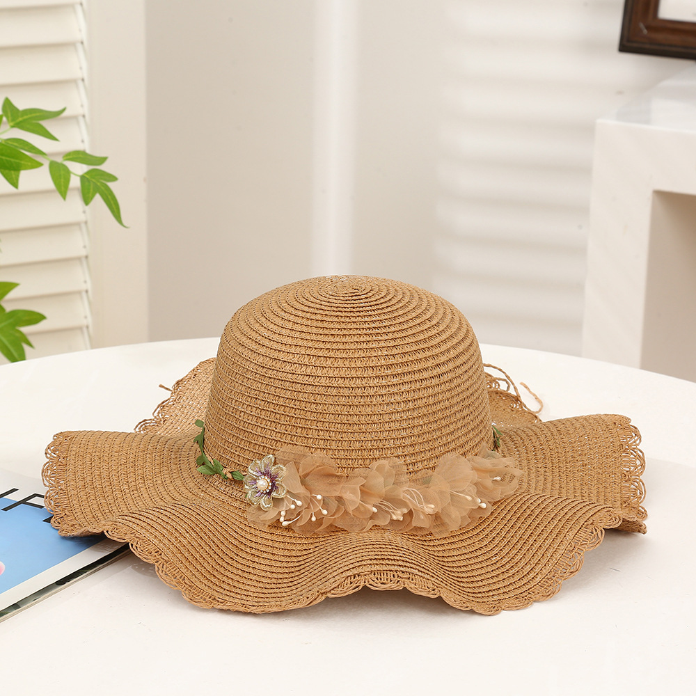 French Elegance Wide Brim Straw Sun Hat Floral Summer Sun Protection Slimming Beach Hat For Women 6