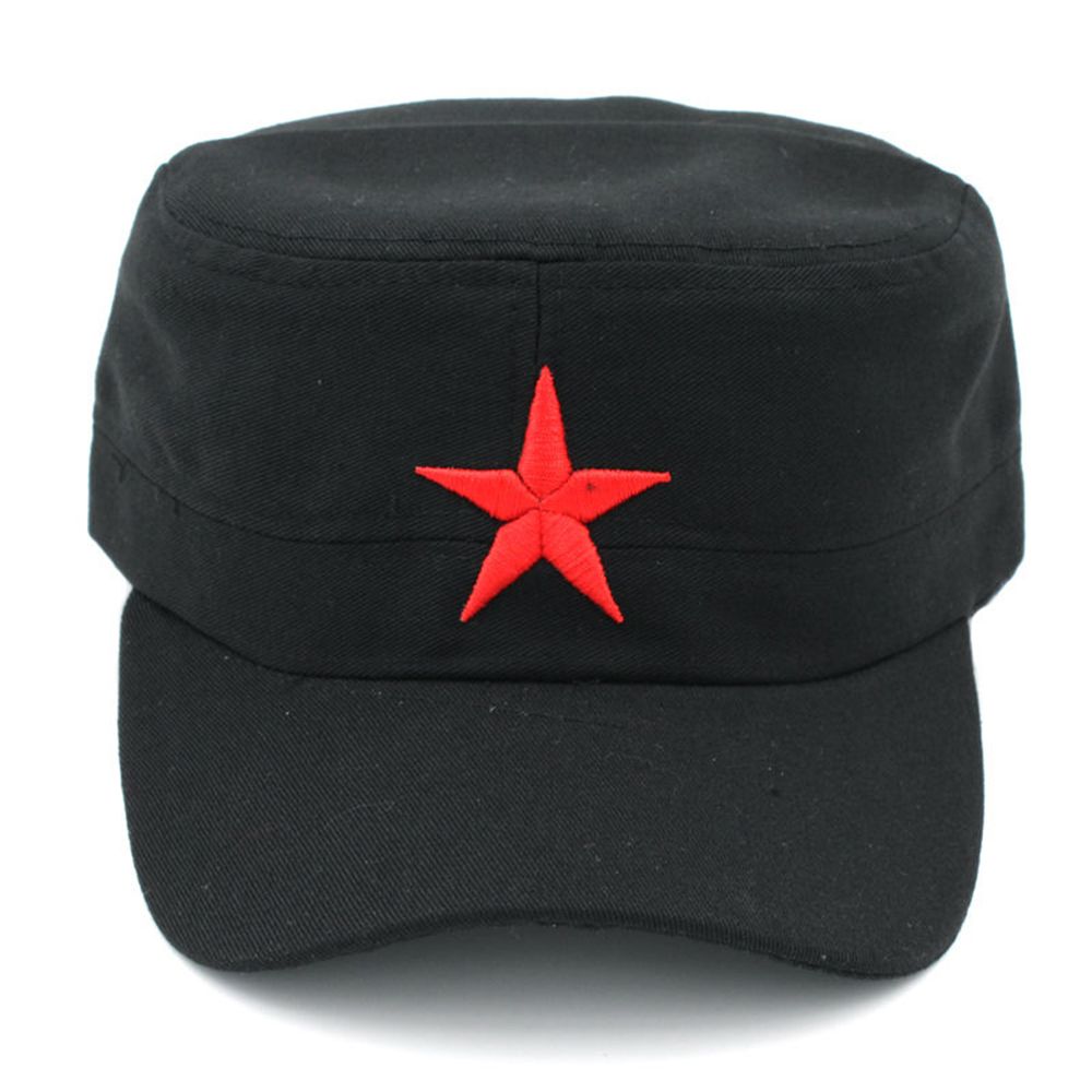 Authentic Style Red Cotton Military Cap With Iconic Star Red Cotton Military Cap Mao Hat For Street 5