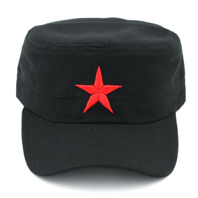 Authentic Style Red Cotton Military Cap With Iconic Star Red Cotton Military Cap Mao Hat For Street 5
