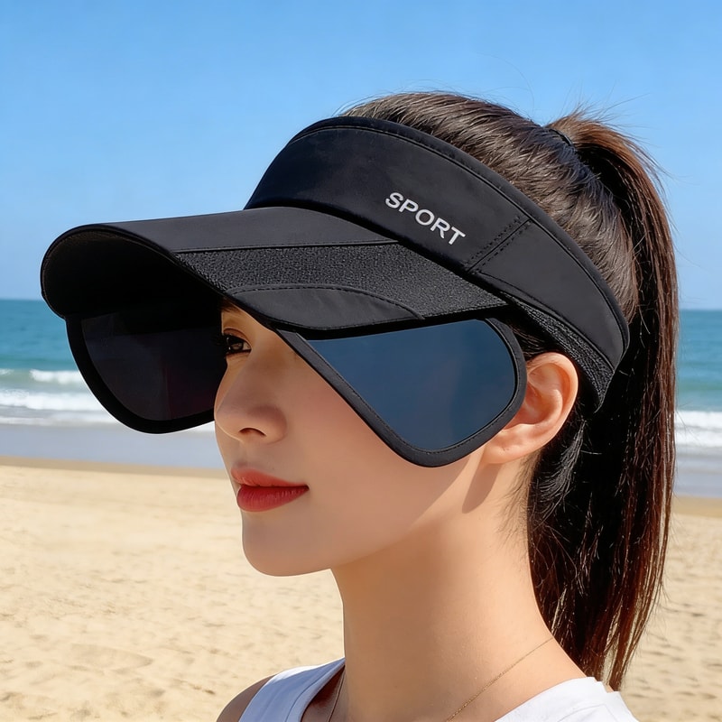 Womens Adjustable Sun Visor Hat With Retractable Brim For Sun Protection 1