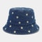 Daisy Embroidered Denim Bucket Hat For Women Sun Protection Travel Style 3