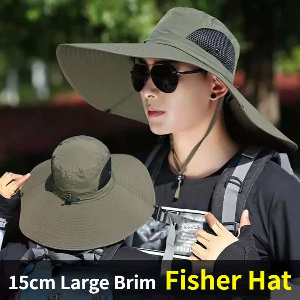 Premium Wide Brim Sun Hat with UV Protection Breathable Outdoor Fishing & Hiking Cap