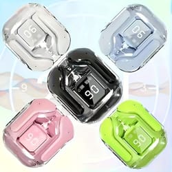 transparent wireless bluetooth earbuds with hifi stereo sound & led display