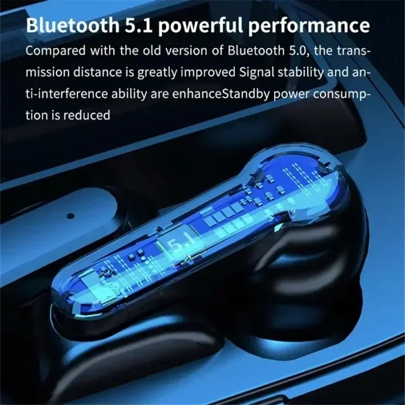True Wireless Earbuds Bluetooth with LED Display & Waterproof Touch Controls
