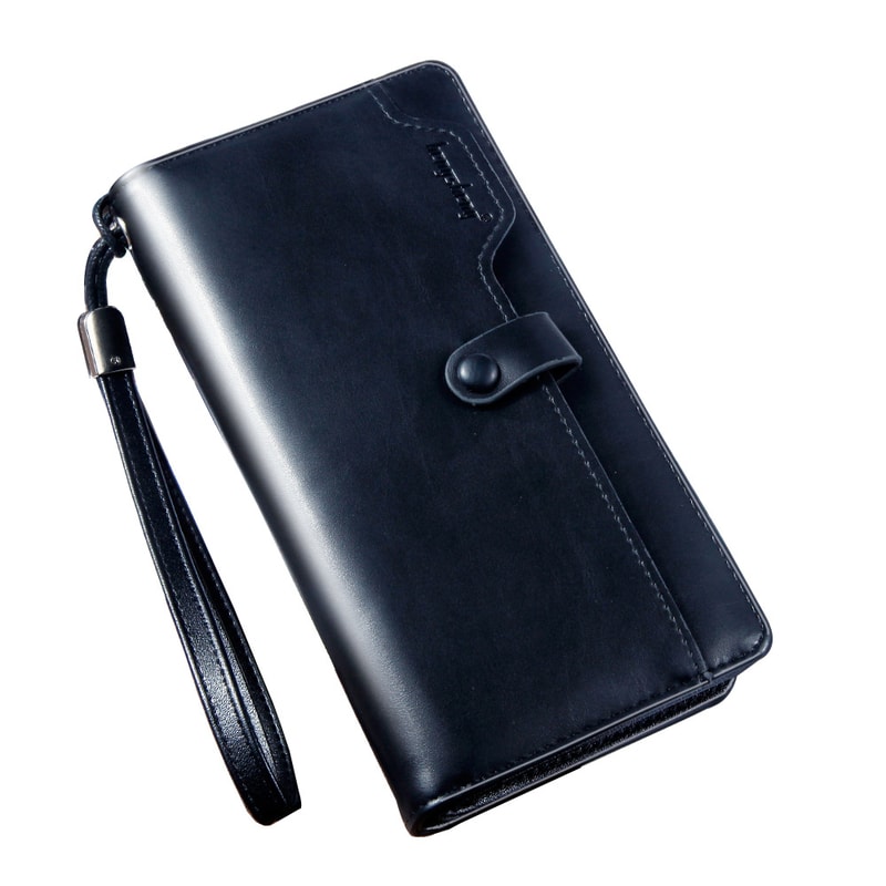 Premium PU Leather Mens Long Wallet Large Capacity Zipper Phone Card Holder 5