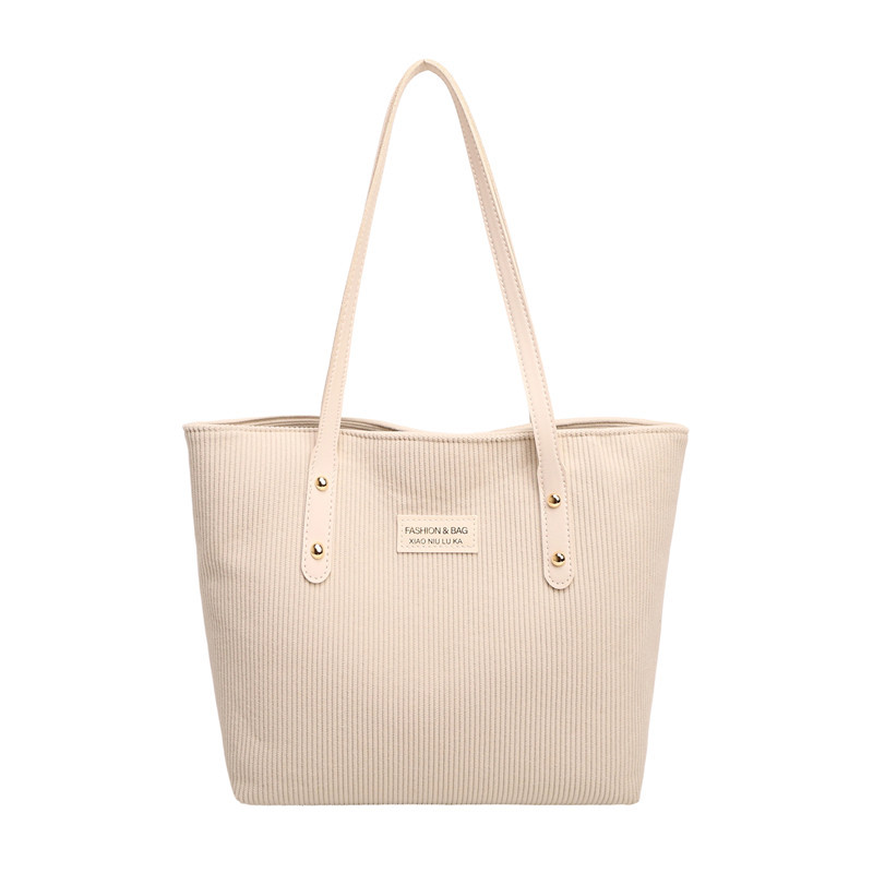 Womens Large Corduroy Tote Bag Spacious Shoulder Work Handbag