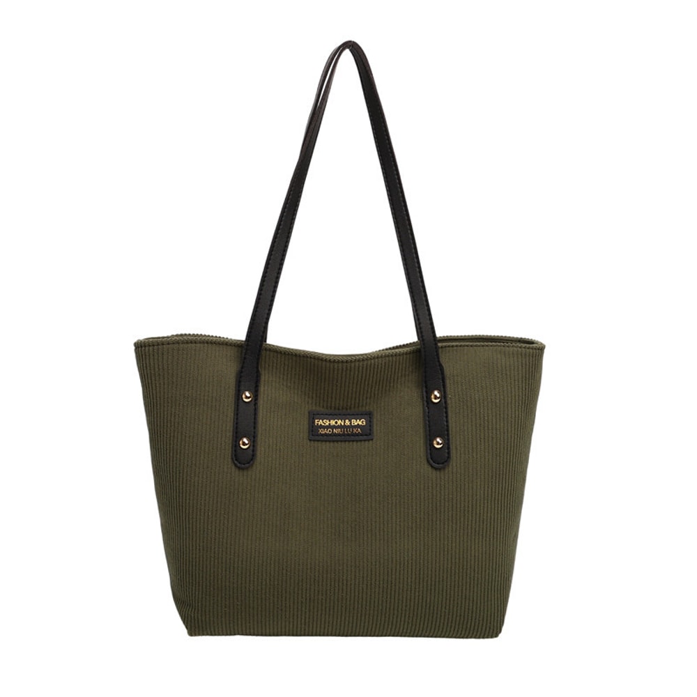 Womens Large Corduroy Tote Bag Spacious Shoulder Work Handbag
