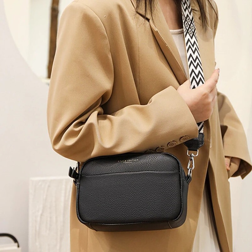 Luxury Everyday Genuine Leather Crossbody Bag for Women Multi Compartment Womens Shoulder Handbag