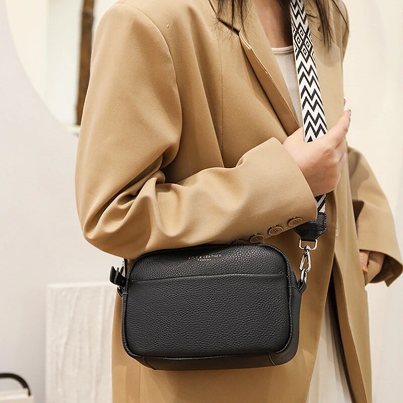 Luxury Everyday Genuine Leather Crossbody Bag for Women Multi Compartment Womens Shoulder Handbag