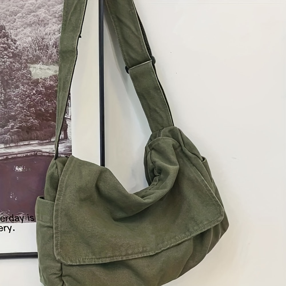 Vintage Canvas Messenger Bag for Women Casual Crossbody Shoulder Handbag