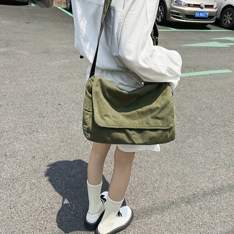 Vintage Canvas Messenger Bag for Women Casual Crossbody Shoulder Handbag