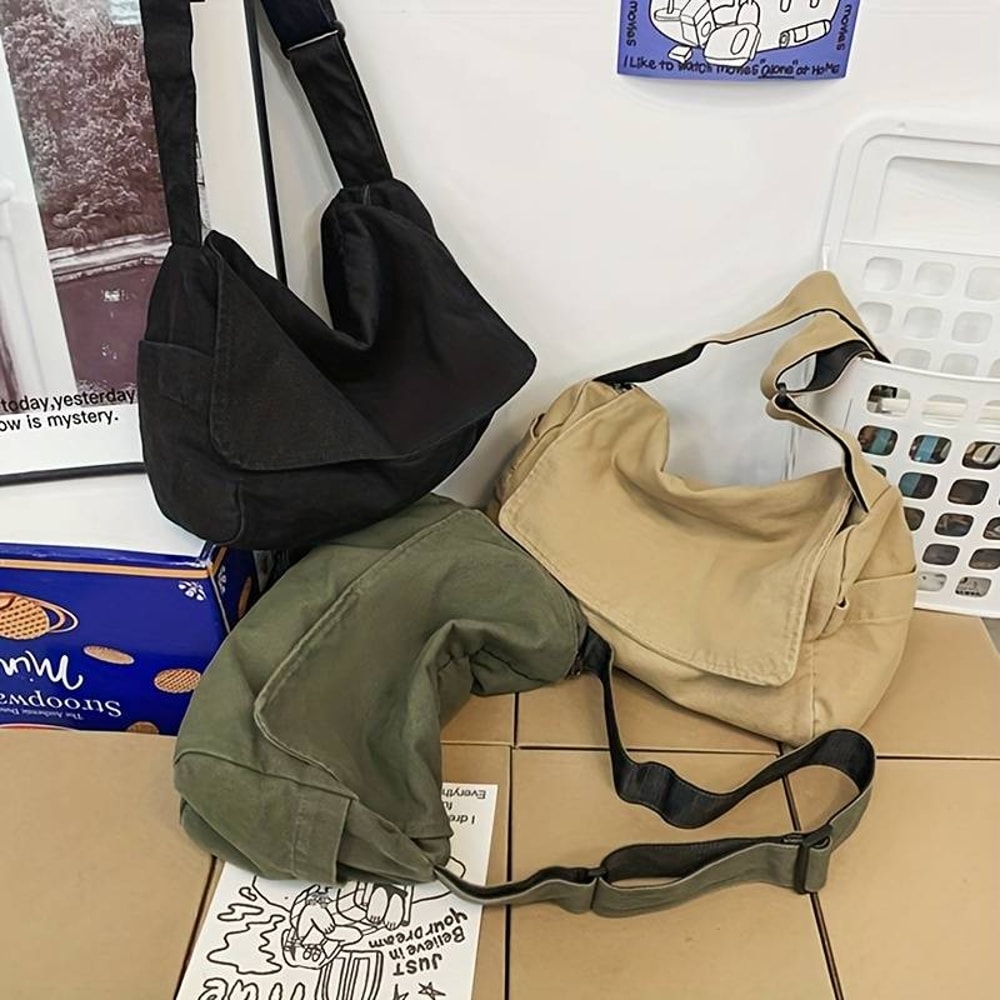 Vintage Canvas Messenger Bag for Women Casual Crossbody Shoulder Handbag