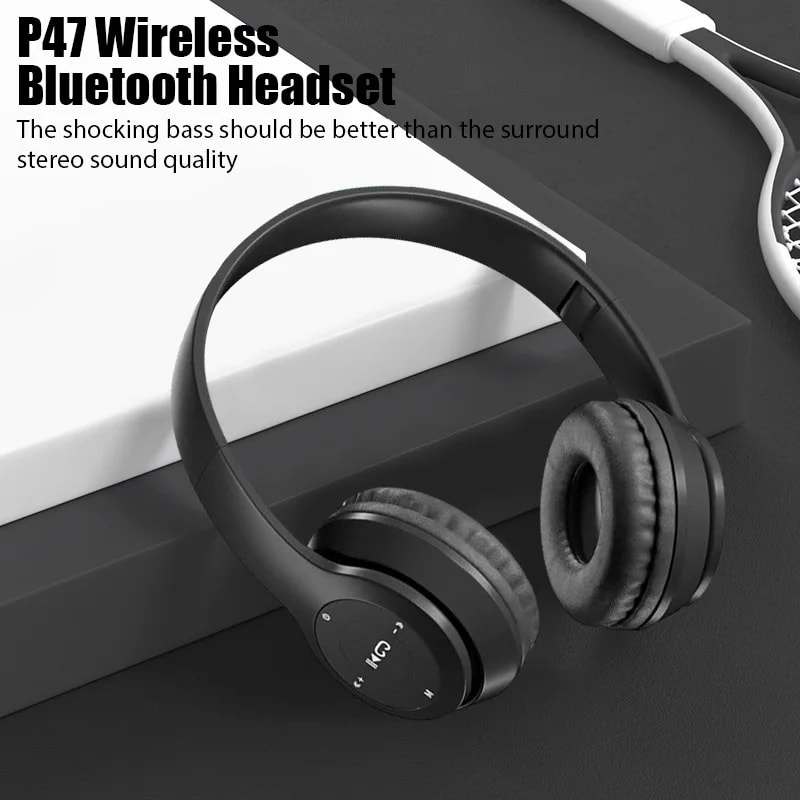 Foldable Wireless Bluetooth Headphones with Microphone & Volume Control