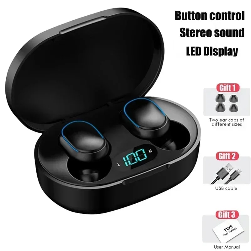 Premium Wireless Bluetooth Earbuds with LED Display & Mic TWS Headphones