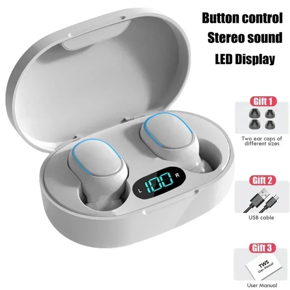 Premium Wireless Bluetooth Earbuds with LED Display & Mic TWS Headphones