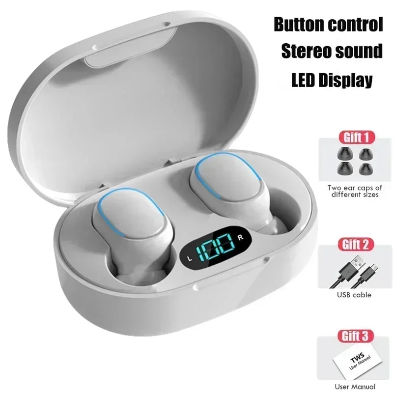 Premium Wireless Bluetooth Earbuds with LED Display & Mic TWS Headphones