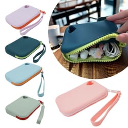compact portable silicone coin purse & waterproof earphone storage bag for small items