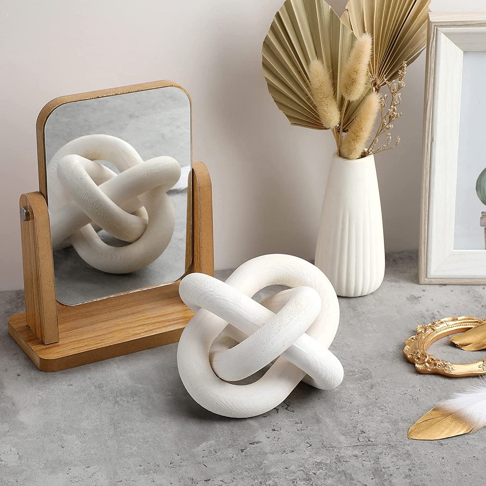 Boho Farmhouse Wood Chain Decor Natural Wood Knot Centerpiece for Living Room & Table