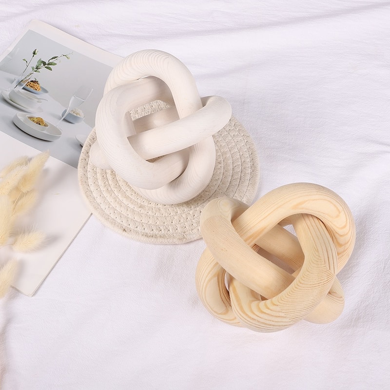 Boho Farmhouse Wood Chain Decor Natural Wood Knot Centerpiece for Living Room & Table