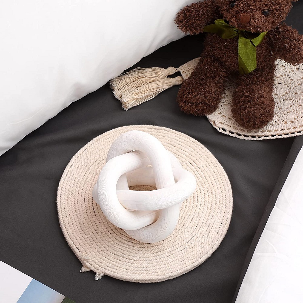 Boho Farmhouse Wood Chain Decor Natural Wood Knot Centerpiece for Living Room & Table