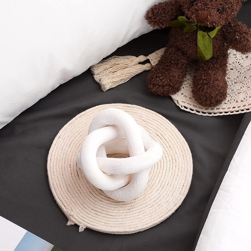 Boho Farmhouse Wood Chain Decor Natural Wood Knot Centerpiece for Living Room & Table