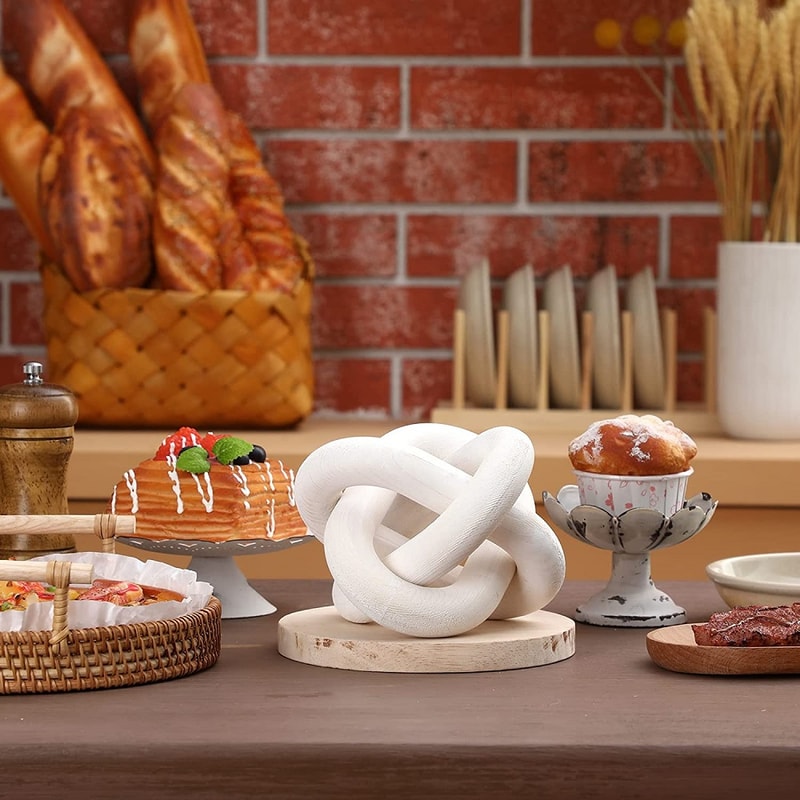 Boho Farmhouse Wood Chain Decor Natural Wood Knot Centerpiece for Living Room & Table