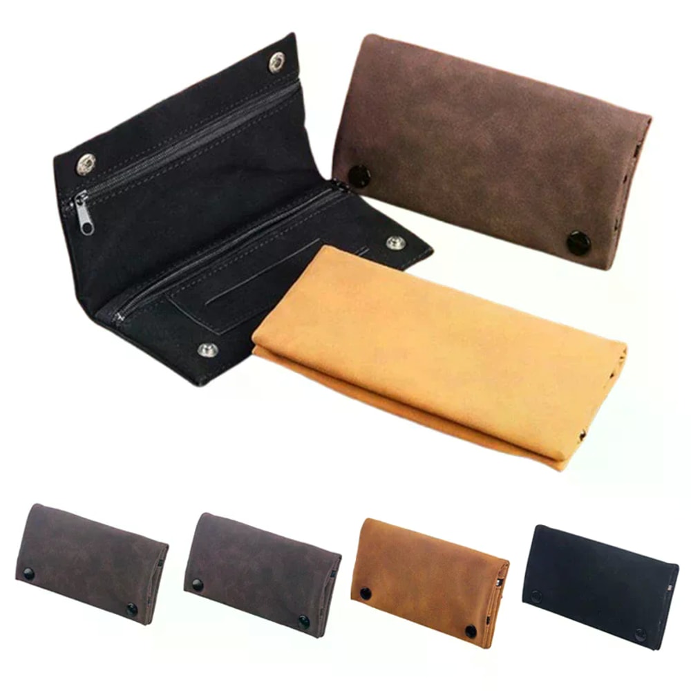 Premium Frosted Leather Cigarette & Tobacco Storage Bag Foldable Lighter Pouch
